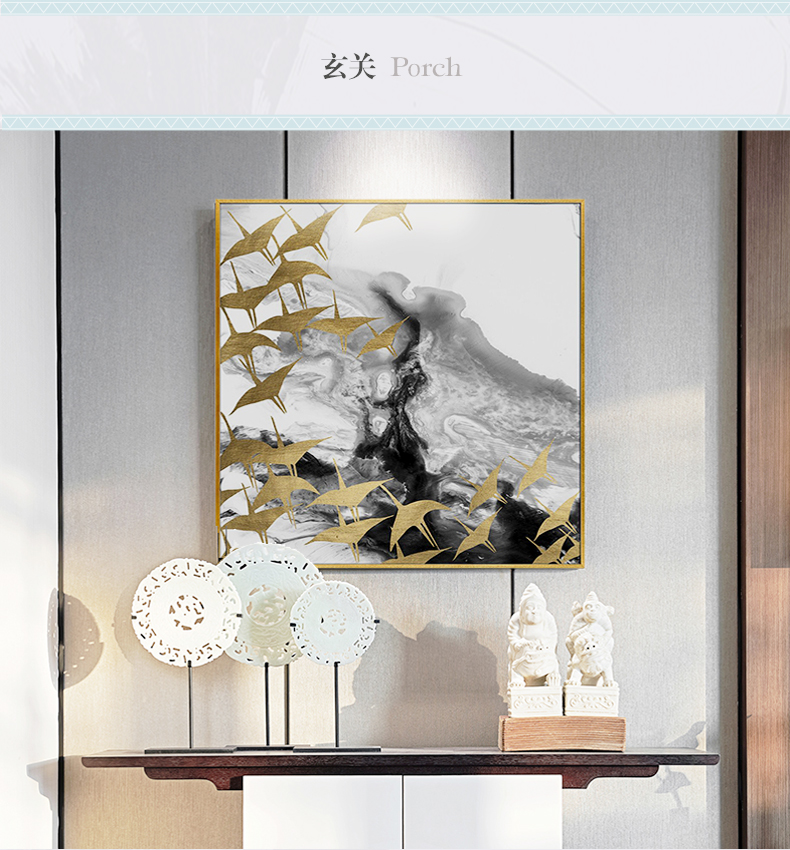 輕奢客廳臥室餐廳走廊玄關(guān)掛畫晶瓷畫 純手繪油畫 燕歸巢