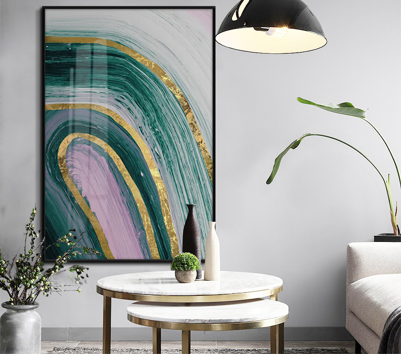 現(xiàn)代簡約掛畫玄關(guān)裝飾畫 抽象線條畫 輕奢客廳沙發(fā)壁畫 金屬框兩聯(lián)畫 