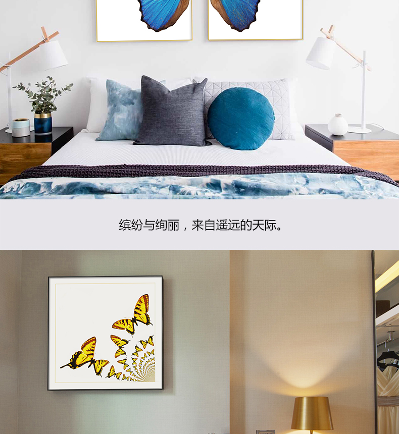 現(xiàn)代輕奢簡(jiǎn)歐動(dòng)物裝飾畫 餐廳蝴蝶標(biāo)本鋁合金框晶瓷畫 純手繪油畫 蝶舞