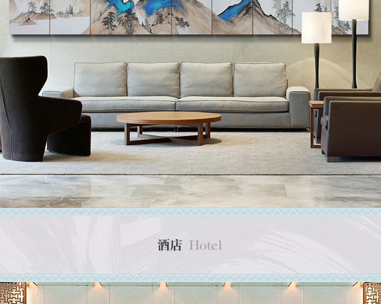 新中式會議室酒店山水風景壁畫 大型高端定制巨幅手繪裝飾畫 南山