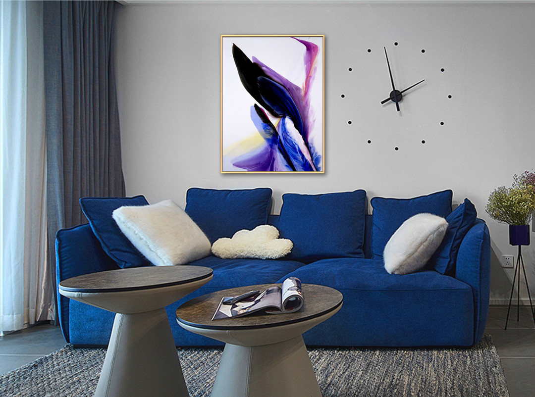 客廳裝飾畫(huà)新中式書(shū)房辦公室配畫(huà)晶瓷畫(huà)壁畫(huà)  抽象羽毛系列